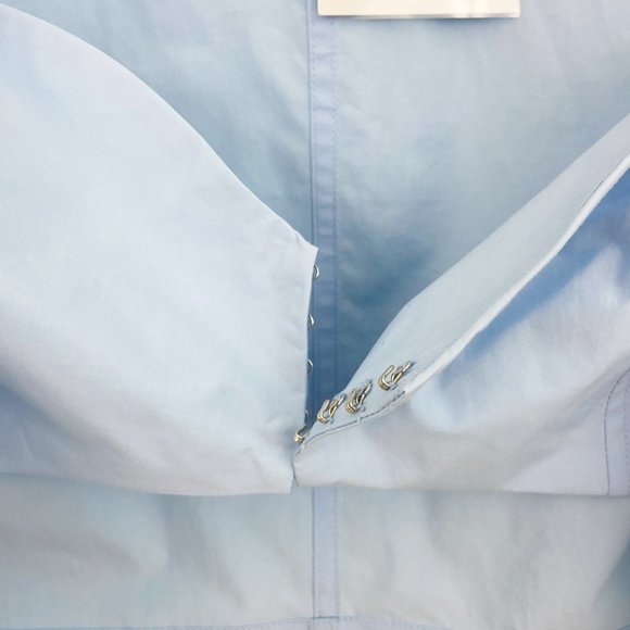 🌸SOLD🌸 NWT A.L.C. | Levine Light Blue Poplin Short Sleeve V-Neck Tie Crop Top - Picture 5 of 7